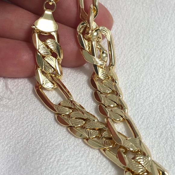 18k Gold Filled Diamond Cut Men Bracelet - Picture 3 of 4